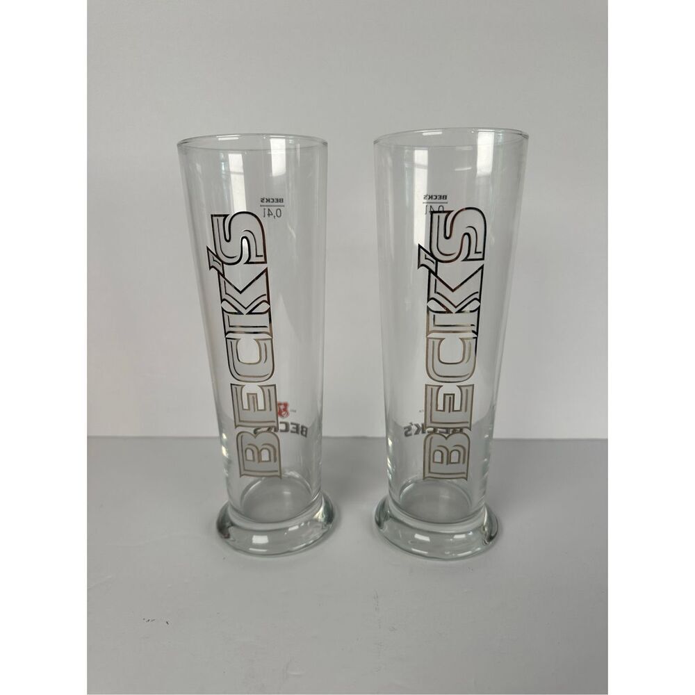 BECK'S set of 2 -0.4 liter bar pub beer glasses